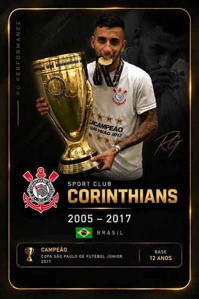 Card Sport Club Corinthians, 2005–2017, Brasil. Campeão da Copa São Paulo de Futebol Júnior 2017. Base: 12 anos.