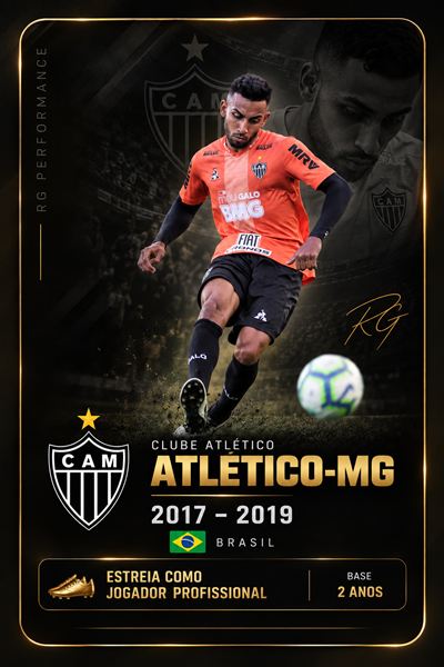 Card Clube Atlético Mineiro, 2017–2019, Brasil. Estreia como jogador profissional. Base: 2 anos.